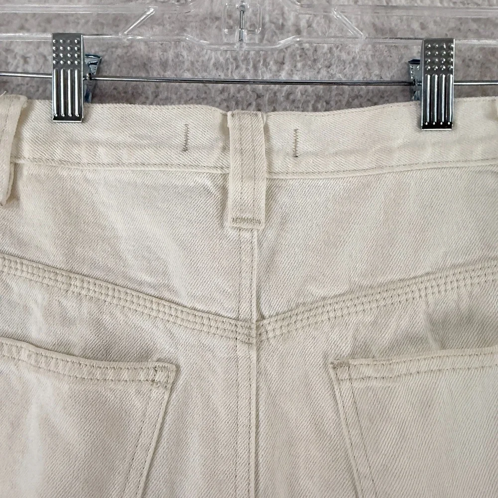 Free‎ People Side Car Mini Skirt Womens Size 28 White Denim Frayed Hem Casual - Picture 10 of 16